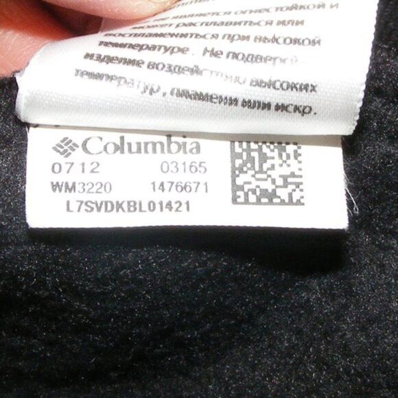 COLUMBIA Fleece Jacket, XL, Black, 2 Pockets, Zipper front, long sleeves, LOGO - Picture 9 of 10